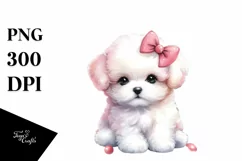 Watercolor Pastel Bichon Frise PNG Product Image 3