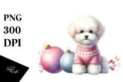 Watercolor Pastel Bichon Frise PNG Product Image 3