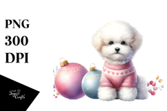 Watercolor Pastel Bichon Frise PNG Product Image 1