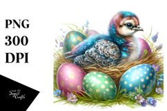 Baby Peacock with Easter Eggs, Transparent PNG Product Image 1