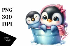 Cute Colorful Penguin Bucket | Sublimation | Clipart Product Image 1