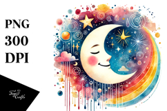 Colorful Smiling Moon PNG Product Image 1