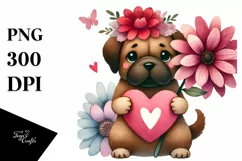 Cute Simple Flower Bullmastiff PNG Product Image 1