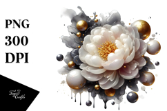 Abstract Glossy Peonies, PNG Product Image 1