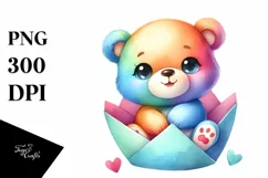 Colorful Baby Bear Sitting in Pocket | Clipart Product Image 3