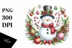 Snowman with Christmas Ornaments PNG Product Image 3