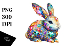 Colorful Bunny Made of Diamonds PNG Product Image 1
