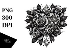 Tattoo Style Diamond Heart PNG Product Image 1