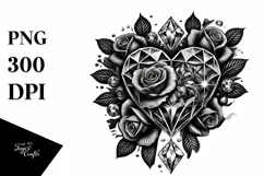 Tattoo Style Diamond Heart PNG Product Image 1