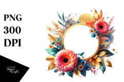 Vibrant Gold Foil Gerbera Frame | Clipart Product Image 1