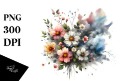Grungy Flower with Spring Flowers PNG Product Image 1