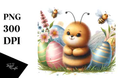Cute Baby Bee Watercolor PNG Product Image 1
