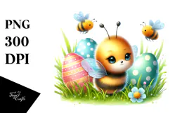 Cute Baby Bee Watercolor PNG Product Image 1