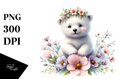 Baby Polar Bear Watercolor PNG Product Image 1