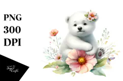 Baby Polar Bear Watercolor PNG Product Image 1