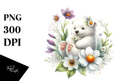 Baby Polar Bear Watercolor PNG Product Image 1