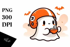 Football Helmet Ghost with Tea, Simple PNG Product Image 3