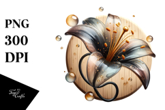 Abstract Lily with Golden Insertions PNG Product Image 1