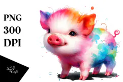 Vibrant Cute Baby Pig | Sublimation | Clipart Product Image 1