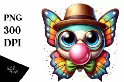 Colorful Butterfly with Chewing Gum | Quirky Style Clipart Product Image 3