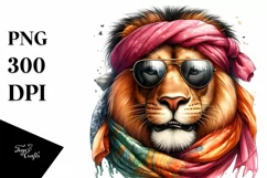 Cute Lion Portrait in Vibrant Watercolor | Funny Clipart Product Image 3