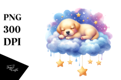 Boho Puppy Sleeping on the Cloud PNG Product Image 1
