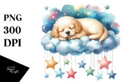 Wimsical Puppy Sleeping on a Cloud PNG Product Image 1