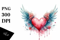 Watercolor Wings Heart PNG Product Image 1