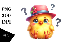 Funny Sitting Chick in Hat Clipart Product Image 1