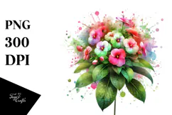 Impatiens Watercolor Splash PNG Product Image 1
