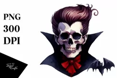 Vampire Skull with Hair, Transparent PNG Product Image 1