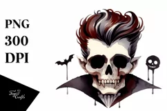 Vampire Skull with Hair, Transparent PNG Product Image 1