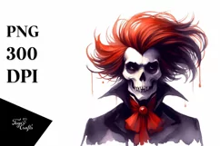 Vampire Skull with Hair, Transparent PNG Product Image 1