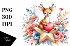Colorful Deer Sitting on a Star PNG Product Image 1