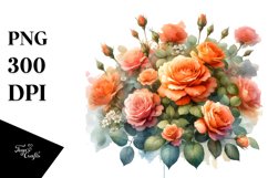 Vibrant Orange Roses Washed Drawing Product Image 1