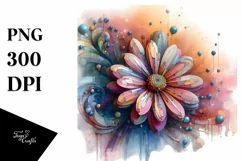 Vibrant Pastel Wooden Daisy PNG Product Image 1
