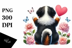 Cute Simple Flower Bernese Mountain Dog PNG Product Image 1