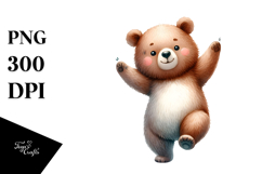 Funny Dancing Bear Watercolor Clipart Product Image 1
