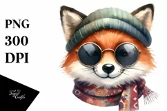 Cute Fox Portrait in Washed Watercolor | Funny Clipart Product Image 3