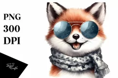 Cute Fox Portrait in Washed Watercolor | Funny Clipart Product Image 3