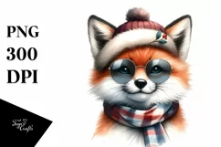 Cute Fox Portrait in Washed Watercolor | Funny Clipart Product Image 1