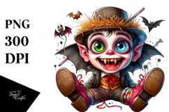 Funny Vampire with Mismatched Shoes, Watercolor PNG Product Image 1