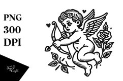 Simple Tattoo Style Cupid PNG Product Image 1