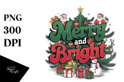 Retro Merry and Bright Christmas Png Product Image 5