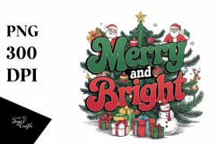 Retro Merry and Bright Christmas Png Product Image 5