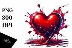 Red Splashy Heart Digital Painting PNG Product Image 1