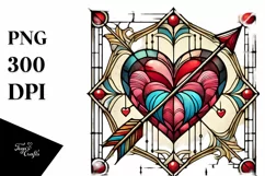Simple Retro Stained Heart with Arrow PNG Product Image 1
