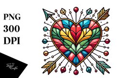 Retro Stained Heart with Arrow PNG Product Image 1