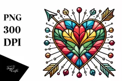 Retro Stained Heart with Arrow PNG Product Image 1