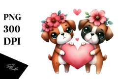 Cute Boxer Holding Heart PNG Product Image 1